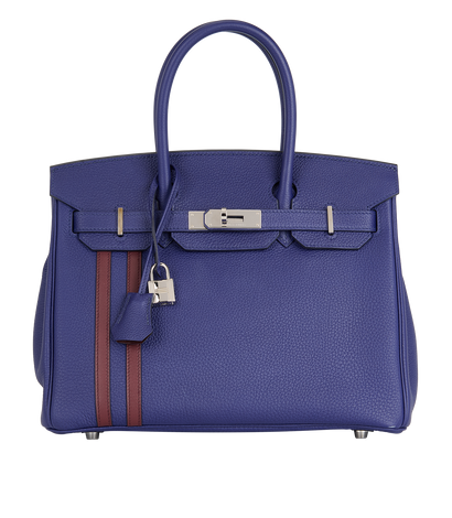Birkin 30 Officier In Togo Bleu Encre & Bordeaux, front view